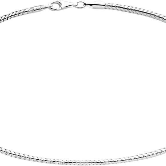 925 Sterling Silver Solid Italian Round Diamond Cut Snake Chain Bracelet/Anklet - Picture 1 of 6